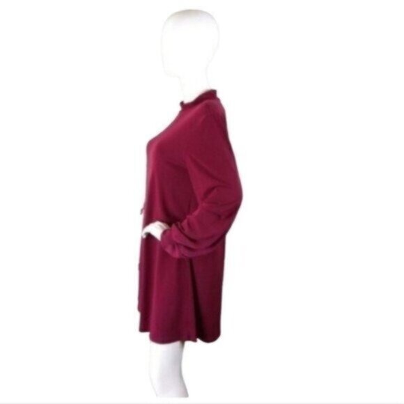 BCBGeneration Mock Neck Shift Mini Dress In Cranberry Size Large - Picture 4 of 7
